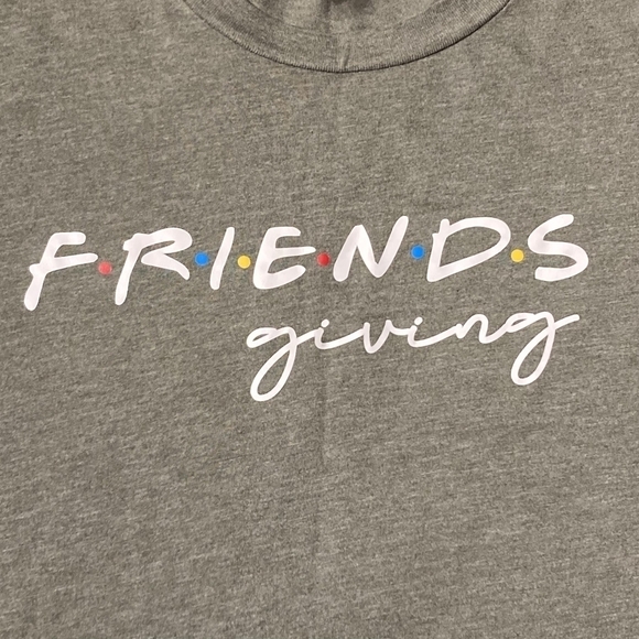 FRIENDS Giving Grey Thanksgiving Tee T-Shirt Women's 2XL Plus Size Holiday EUC - Picture 3 of 5